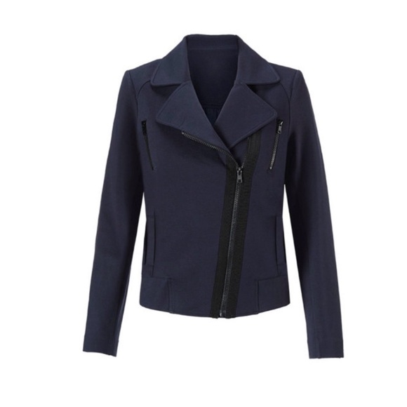 Cabi Chance Asymetrical Zip Navy Jacket Size Medium Style# 5476 - Picture 3 of 9